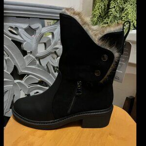 Patrizia Saige Faux Suede and Leather Boots, Black, Size 37